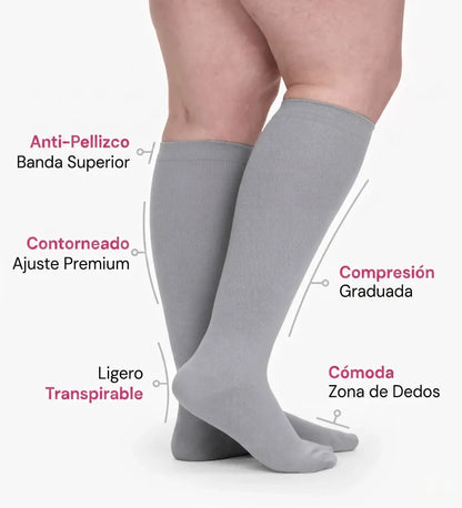 Calcetines de Compresión para Gemelos Anchos "KIMA" . Sin Marcas. Sin Dolor.