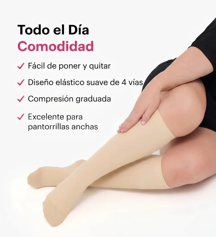Calcetines de Compresión para Gemelos Anchos "KIMA" . Sin Marcas. Sin Dolor.